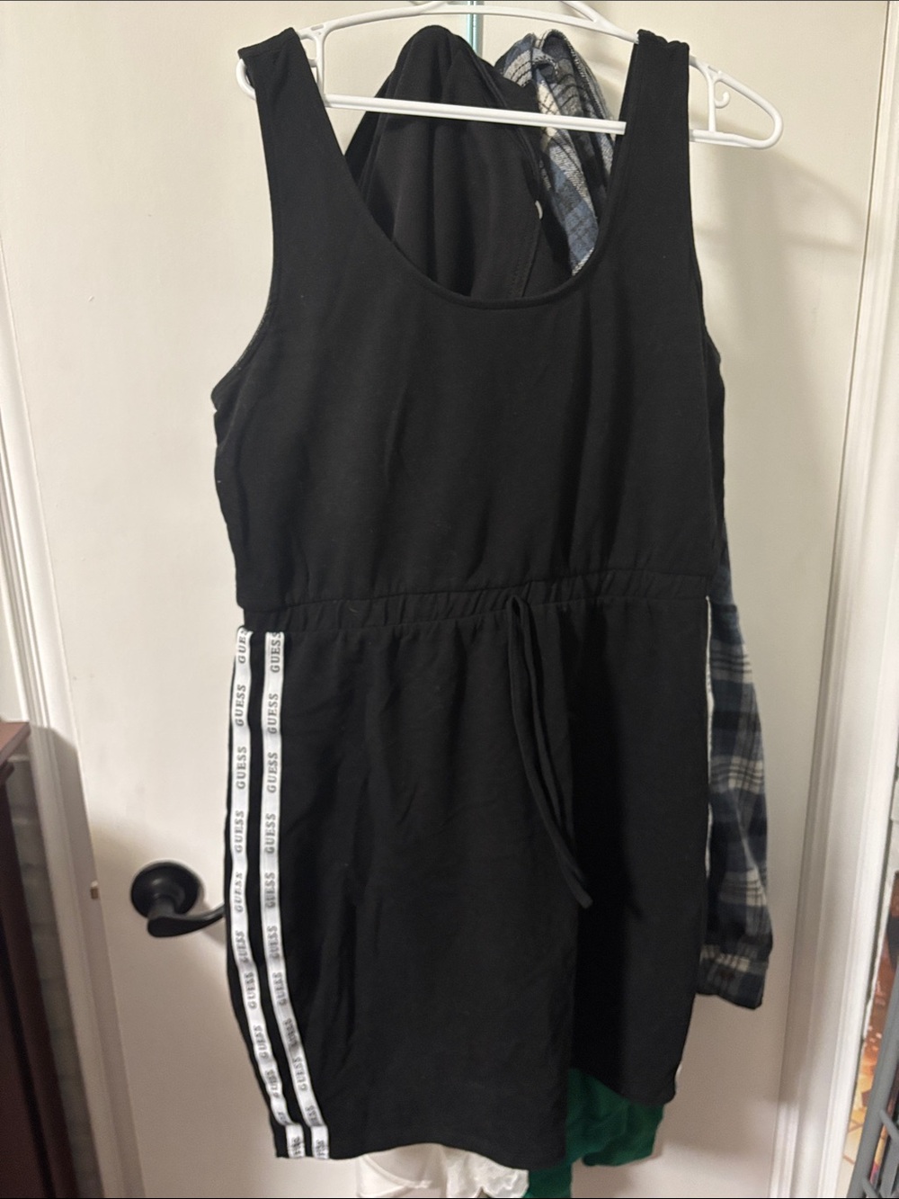 Guess Black Tank Dress with White Logo Tape